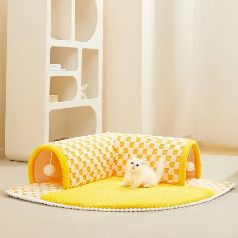 Coussin chat avec tunnel de jeu | CatyPlay ™